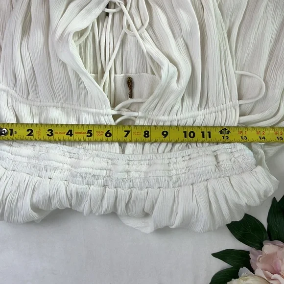 Free People Drop Dead Beauty Maxi Dress White Tiered Boho Lightweight Size M - Picture 7 of 8